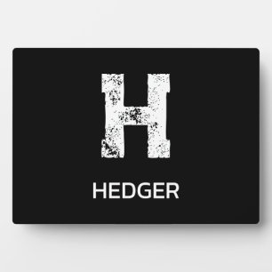 MINIMALIST WHITE ONE LETTER MONOGRAM NAME BLACK PLAQUE