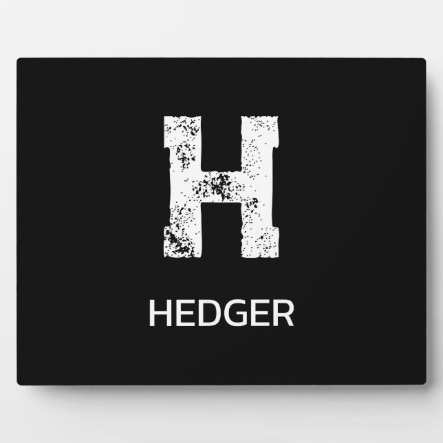 MINIMALIST WHITE ONE LETTER MONOGRAM NAME BLACK  PLAQUE (Front)