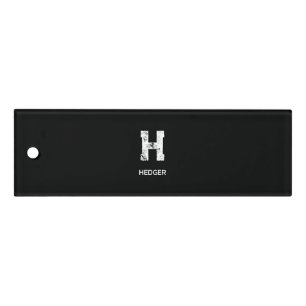 MINIMALIST WHITE ONE LETTER MONOGRAM NAME BLACK  RULER