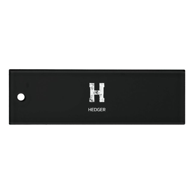 MINIMALIST WHITE ONE LETTER MONOGRAM NAME BLACK  RULER (Front)