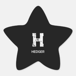 MINIMALIST WHITE ONE LETTER MONOGRAM NAME BLACK STAR STICKER