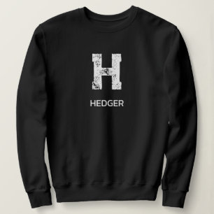 MINIMALIST WHITE ONE LETTER MONOGRAM NAME BLACK SWEATSHIRT