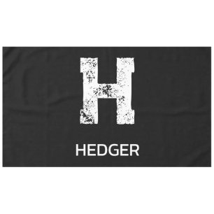 MINIMALIST WHITE ONE LETTER MONOGRAM NAME BLACK TABLECLOTH