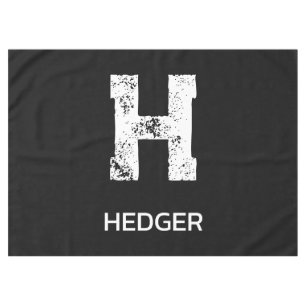 MINIMALIST WHITE ONE LETTER MONOGRAM NAME BLACK  TABLECLOTH