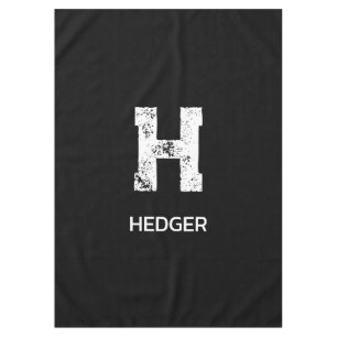 MINIMALIST WHITE ONE LETTER MONOGRAM NAME BLACK  TABLECLOTH