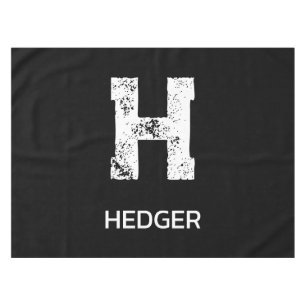 MINIMALIST WHITE ONE LETTER MONOGRAM NAME BLACK TABLECLOTH