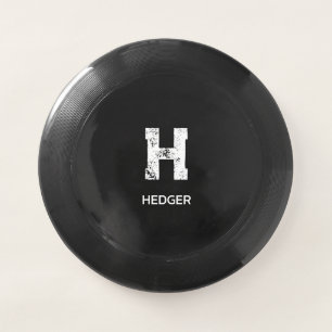MINIMALIST WHITE ONE LETTER MONOGRAM NAME BLACK Wham-O FRISBEE