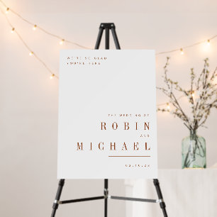 Minimalist White/Orange Wedding Welcome Sign