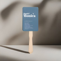 Minimalist White & Pastel Blue Wedding Program Fan