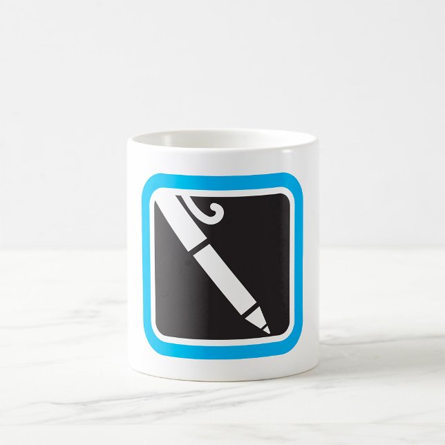Minimalist White Pen Silhouette Writer Icon Coffee Mug (Creator Uploaded)