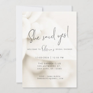 Minimalist White Petal Bridal Shower Invite