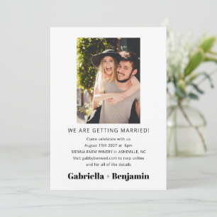 Minimalist White Photo Getting Married Wedding Invitation