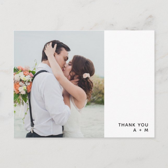 Minimalist | White | Photo Wedding Thank You Postcard (Front)