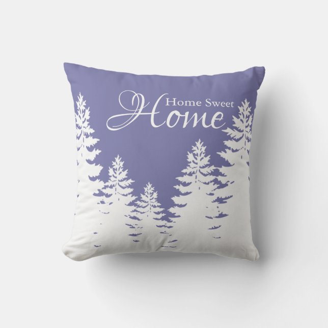 Minimalist white pine tree silhouette throw pillow (Front)