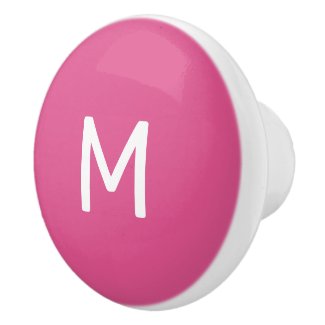 Minimalist White Print Monogram on Pink