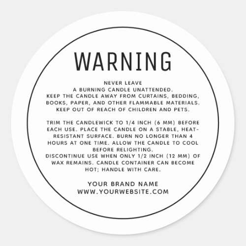 Minimalist white product warning label