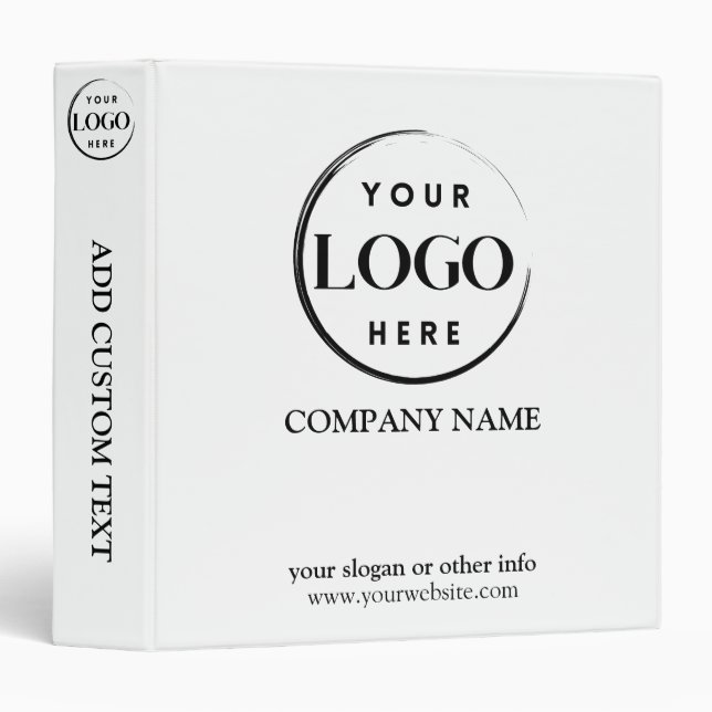 Minimalist White Professional Business Logo 3 Ring Binder (Front/Spine)