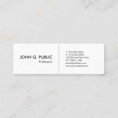 Minimalist White Professional Simple Elegant Mini Business Card