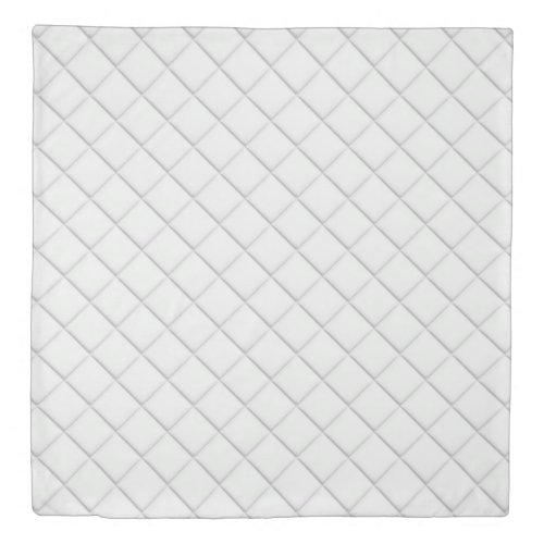Minimalist White Quilted Square Pattern Duvet Cover