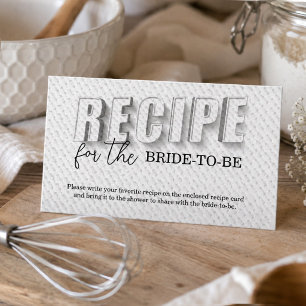 Minimalist White Recipe For The Bride-To-Be Enclosure Card