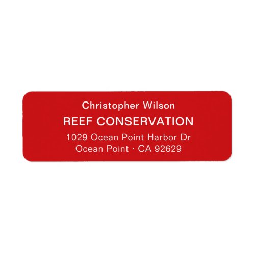 Minimalist White Red Business Return Address Label