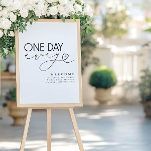 Minimalist White Rehearsal Dinner Welcome Sign
