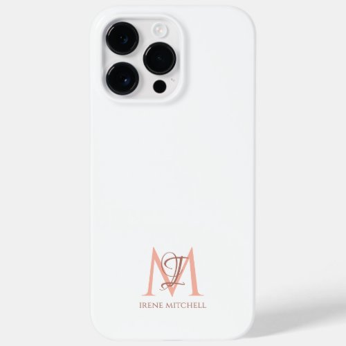 Minimalist White Rose Gold Monogram Name Case_Mate iPhone 14 Pro Max Case