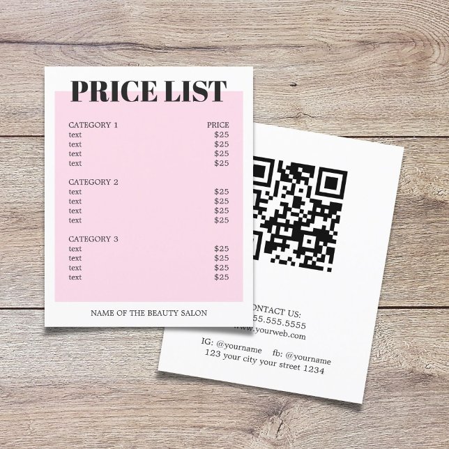 Minimalist White Rose QR Code Salon Price List Flyer (Creator Uploaded)