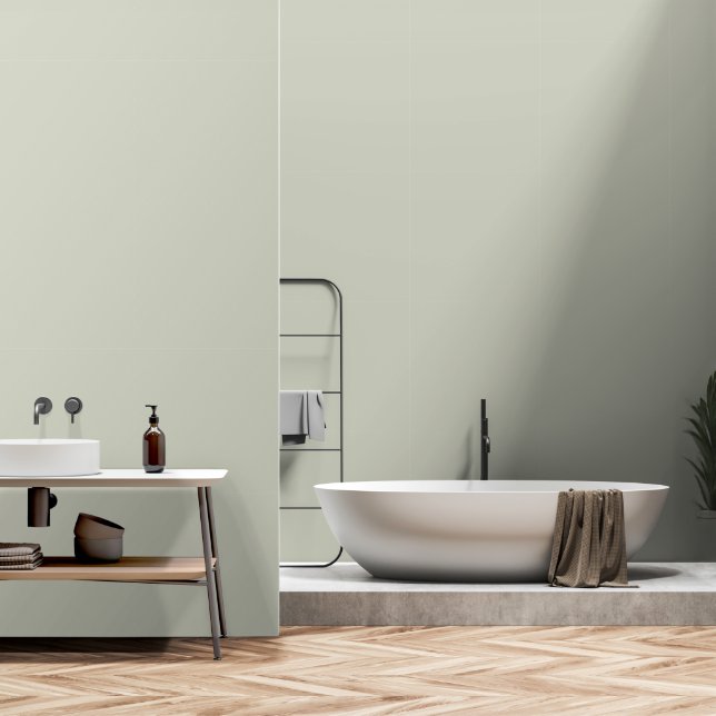 Minimalist white sage plain solid modern elegant wallpaper  (Bathroom)