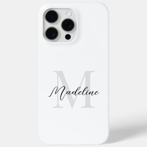 Minimalist White Script Calligraphy Monogram iPhone 15 Pro Max Case