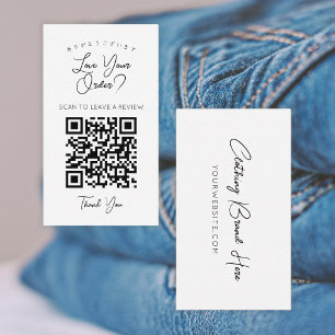 Minimalist White Script QR Code Leave a Review  Business Card
