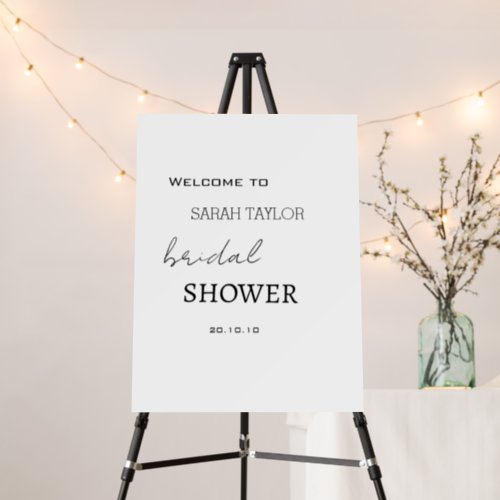 Minimalist White Script Welcome Bridal Shower Foam Board
