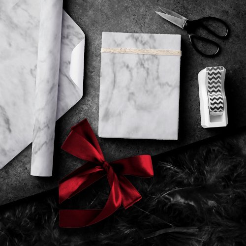 Minimalist White Silver and Gray Textured Marble Wrapping Paper