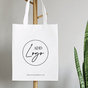 Minimalist White Simple Boutique Business Logo Grocery Bag