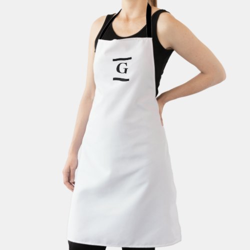 Minimalist white simple monogram apron