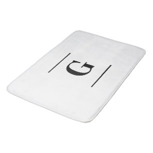 Minimalist white simple monogram bath mat