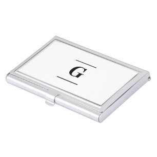 Minimalist white simple monogram business card case