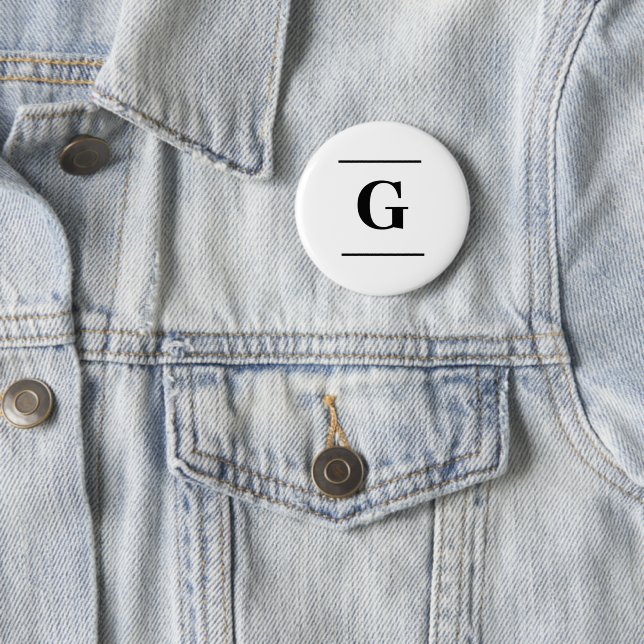 Minimalist white simple monogram button (In Situ)