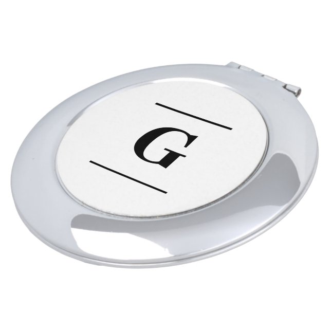 Minimalist white simple monogram compact mirror (Turned)