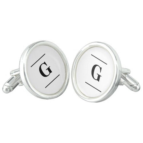 Minimalist white simple monogram cufflinks