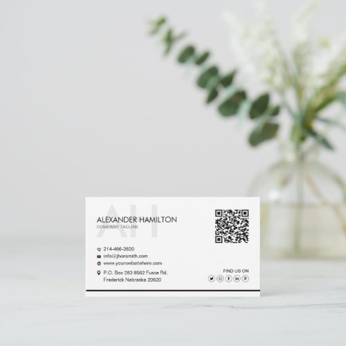 Minimalist White Simple Professional Boho Business Card