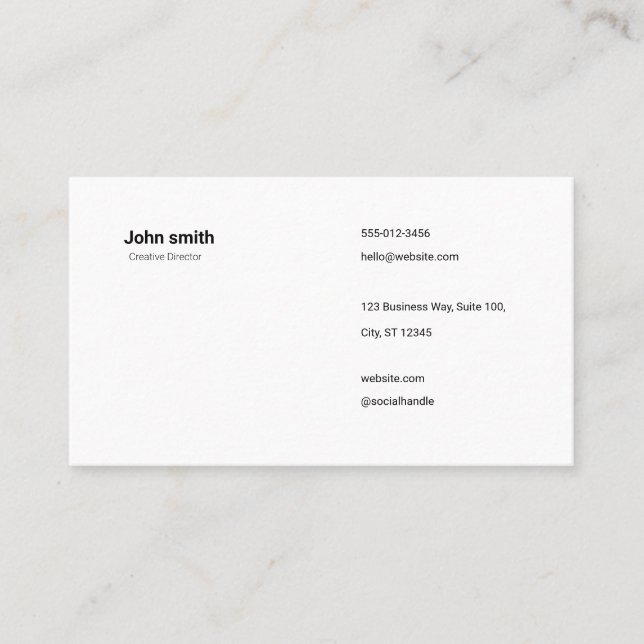 Minimalist White Simple Professional Business Card (Front)