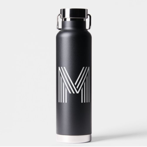 Minimalist White Stripes Monogram Water Bottle