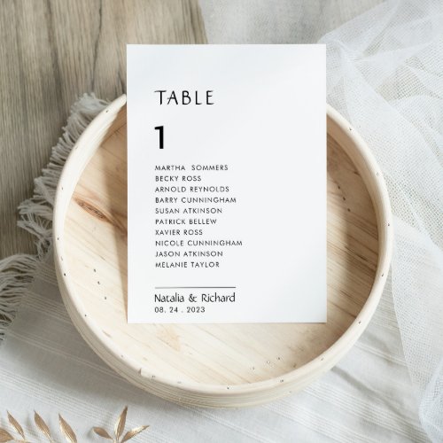 Minimalist White Table Number 1 Seating Charts