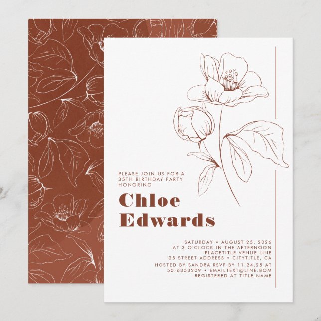 Minimalist White Terracotta Boho Birthday Party Invitation (Front/Back)