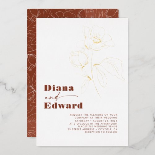 Minimalist White Terracotta Boho Wedding Foil Invitation