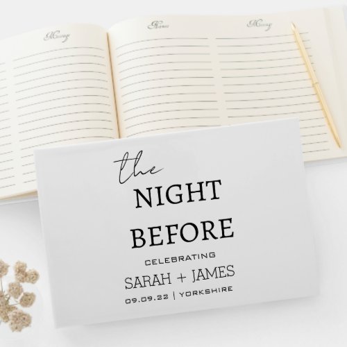 Minimalist White the Night Before Wedding  Guest Book