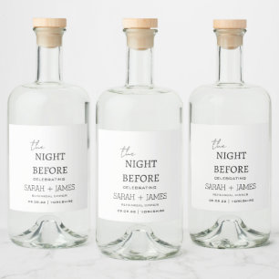 Minimalist White the Night Before Wedding Liquor Bottle Label