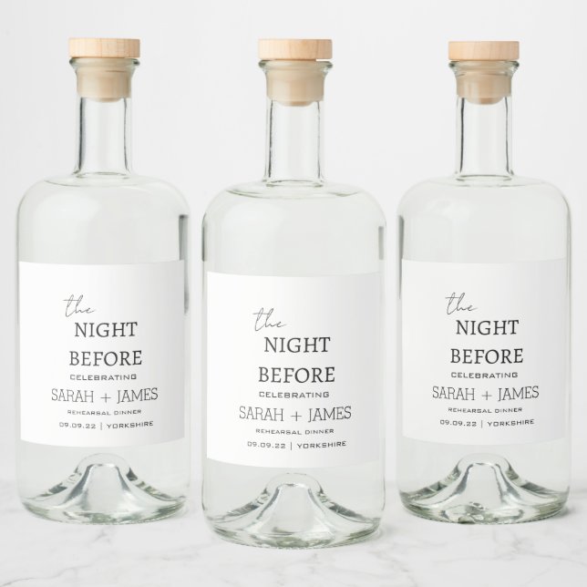 Minimalist White the Night Before Wedding  Liquor Bottle Label (Bottles)