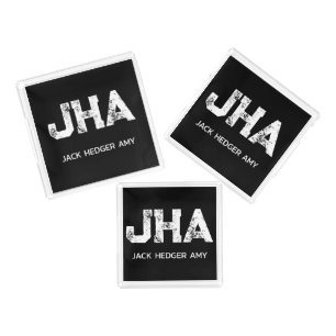 MINIMALIST WHITE THREE LETTER MONOGRAM NAME BLACK ACRYLIC TRAY